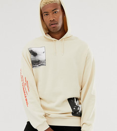 Oversize-худи кремового цвета с фотопринтом ASOS DESIGN Tall-Бежевый