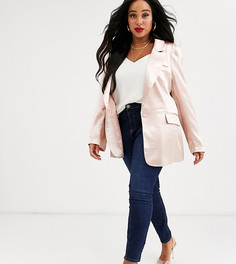 Удлиненный атласный пиджак Skylar Rose Plus-Розовый