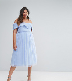 Тюлевое платье миди ASOS CURVE WEDDING-Синий