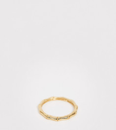 Серебряное позолоченное кольцо на мизинец с отделкой в виде бамбука ASOS DESIGN-Золотой