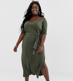 Платье макси с поясом ASOS DESIGN Curve-Зеленый