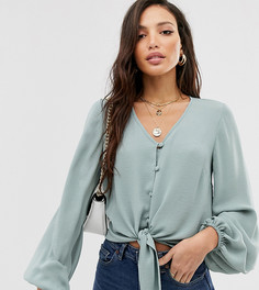 Топ с длинными рукавами и пуговицами ASOS DESIGN Tall-Бесцветный