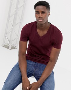 Красная обтягивающая футболка с v-образным вырезом ASOS DESIGN-Красный
