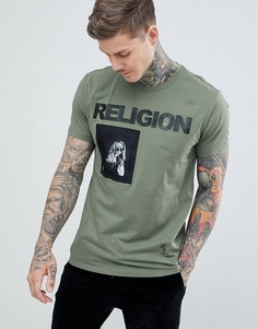 Зеленая футболка с принтом Religion-Зеленый