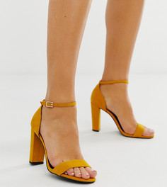 Темно-желтые туфли на блочном каблуке для широкой стопы New Look-Желтый