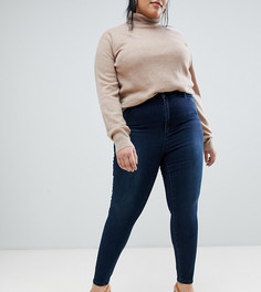 Темно-синие премиум-джинсы с завышенной талией ASOS DESIGN Curve Sculpt me-Синий