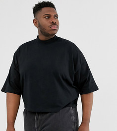 Черная укороченная oversize-футболка с высоким воротом и рукавами до локтя ASOS DESIGN Plus-Черный