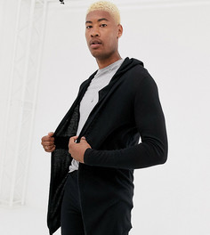 Черный кардиган с открытым передом и закругленным краем ASOS DESIGN Tall
