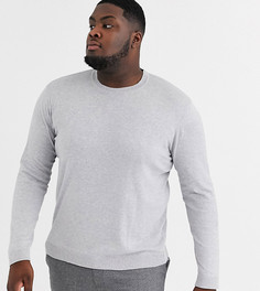 Серый хлопковый джемпер с круглым вырезом ASOS DESIGN Plus