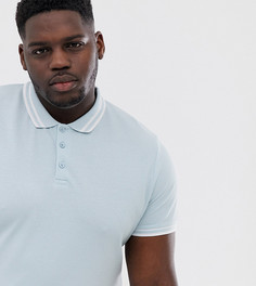 Синее поло из пике с окантовкой ASOS DESIGN Plus-Синий