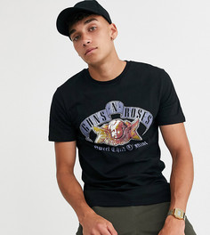 Футболка с принтом херувима "Guns and roses" ASOS DESIGN Tall-Черный