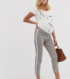 Суженные книзу брюки в клетку и с полосой по бокам ASOS DESIGN Maternity-Мульти