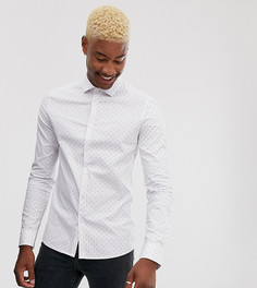 Приталенная рубашка в красно-синий горошек ASOS DESIGN Tall-Белый