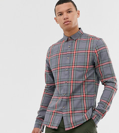 Серая приталенная рубашка в клетку ASOS DESIGN Tall-Серый