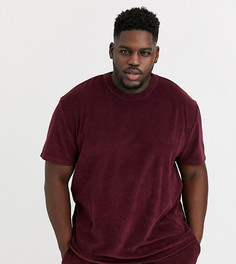 Бордовая махровая футболка свободного кроя из комплекта ASOS DESIGN Plus-Красный