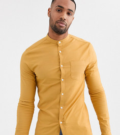 Оксфордская рубашка скинни горчичного цвета с воротом на пуговице ASOS DESIGN Tall-Желтый