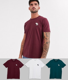 Комплект из 3 футболок с круглым вырезом и логотипом Abercrombie & Fitch-Мульти