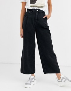 Черные широкие джинсы из органического хлопка Monki-Синий