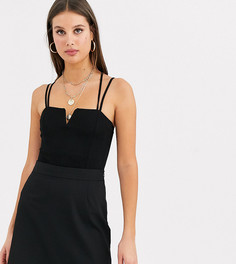 Черное боди с разрезом New Look Tall-Черный