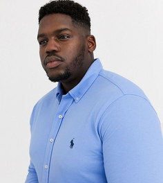 Рубашка из ткани пике на пуговицах Polo Ralph Lauren Big & Tall-Синий