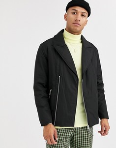 Утепленная байкерская куртка черного цвета ASOS DESIGN-Черный