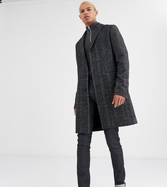 Серое пальто в клетку с добавлением шерсти ASOS DESIGN Tall-Серый