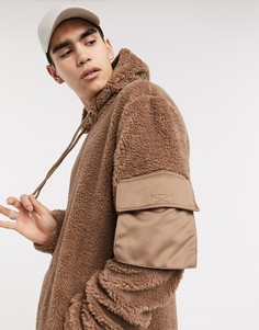Коричневый свободный худи с карманами ASOS DESIGN