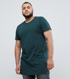 Супердлинная футболка цвета хаки с круглым вырезом ASOS DESIGN Plus-Зеленый