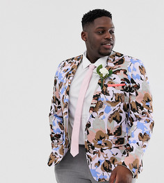 Сиреневый приталенный блейзер с цветочным принтом ASOS DESIGN Plus Wedding-Фиолетовый
