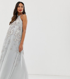 Платье макси на бретелях с декоративной отделкой ASOS DESIGN Maternity-Серый