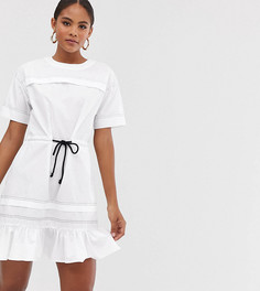 Платье мини с декоративной строчкой и веревочным ремешком ASOS DESIGN Tall-Белый
