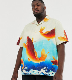 Oversize-рубашка с принтом рыб ASOS DESIGN Plus-Синий
