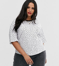 Футболка с монохромным узором в горошек ASOS DESIGN Curve-Белый