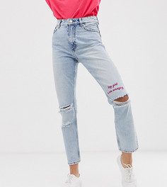 Состаренные джинсы в винтажном стиле Monki-Синий