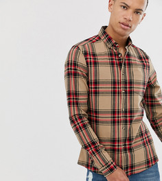 Коричневая узкая рубашка в клетку ASOS DESIGN Tall-Коричневый
