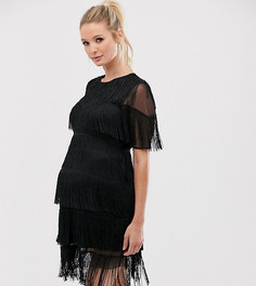 Платье-футболка мини с бахромой ASOS DESIGN Maternity-Черный