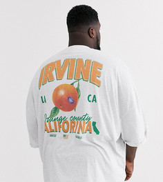 Oversize-футболка с отворотами на рукавах и принтом на спине ASOS DESIGN Plus-Белый