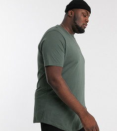 Зеленая футболка с закругленным краем River Island Big & Tall-Зеленый