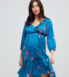 Платье с цветочным принтом и асимметричным краем Mamalicious maternity-Мульти Mama.Licious