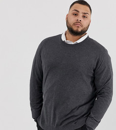 Хлопковый темно-серый джемпер с круглым вырезом ASOS DESIGN Plus