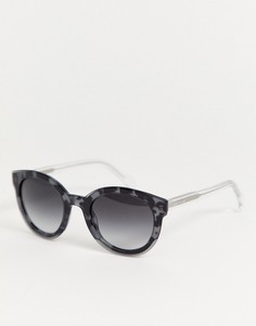 Круглые солнцезащитные очки в серой черепаховой оправе Tommy Hilfiger-Серый