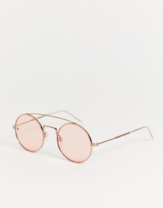 Круглые солнцезащитные очки в металлической оправе Tommy Hilfiger-Золотой