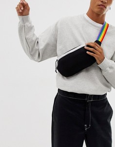 Черная сетчатая сумка-кошелек с радужным ремешком ASOS DESIGN-Черный