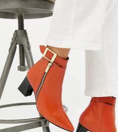 Кожаные ботинки на каблуке для широкой стопы с молниями Depp-Оранжевый
