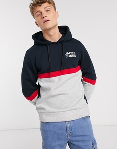 Худи с контрастными вставками Jack & Jones essentials-Серый