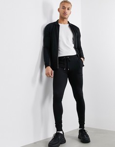Черный спортивный костюм с курткой Харрингтон ASOS DESIGN