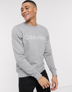 Свитшот с круглым вырезом и логотипом Calvin Klein-Серый