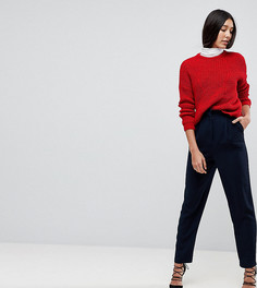 Суженные книзу брюки с присборенной талией ASOS TALL Tailored-Темно-синий