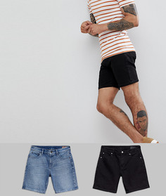 Черные джинсовые шорты скинни ASOS DESIGN-Мульти