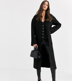 Длинное шерстяное пальто с поясом Fashion Union Tall-Черный